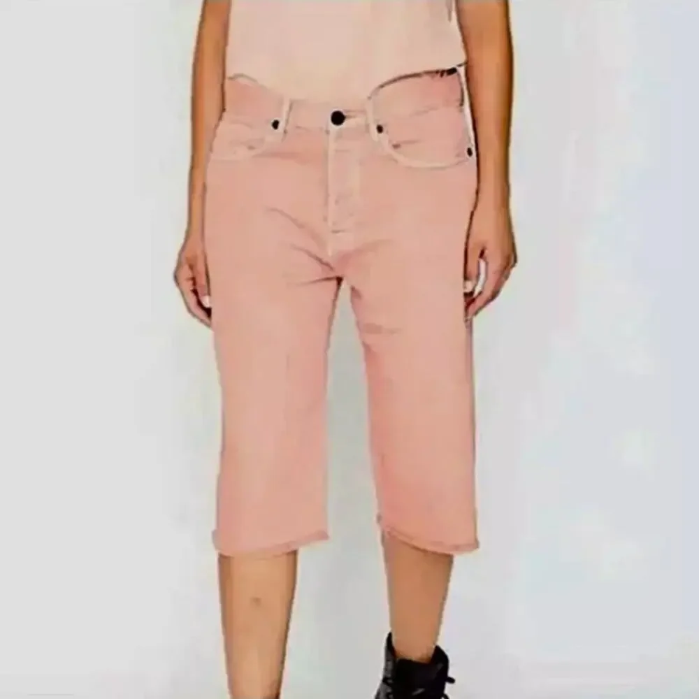 Free People Jorts 25 Pink Bermuda Raw Cut Off Baggy‎ Soft Shorts Beach Festival